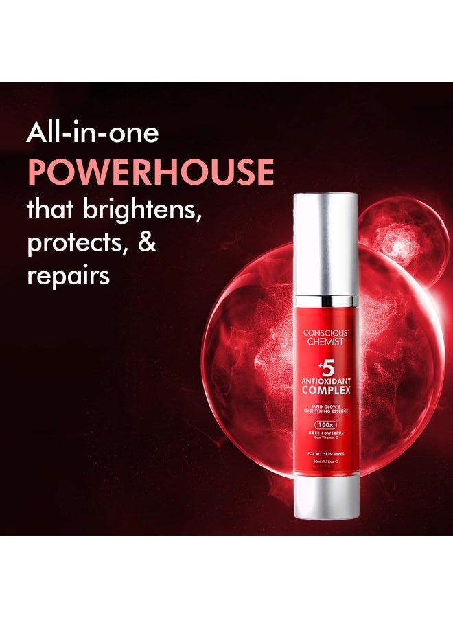 Conscious Chemist® Rapid Glow & Brightening Essence | Face Serum with 5 Antioxidant Complex (100X Stronger Than Vitamin C), Vitamin E & Retinol | For Radiant, Even-Toned Skin, For Men & Women, All Skin Types – 50ml - Image 5